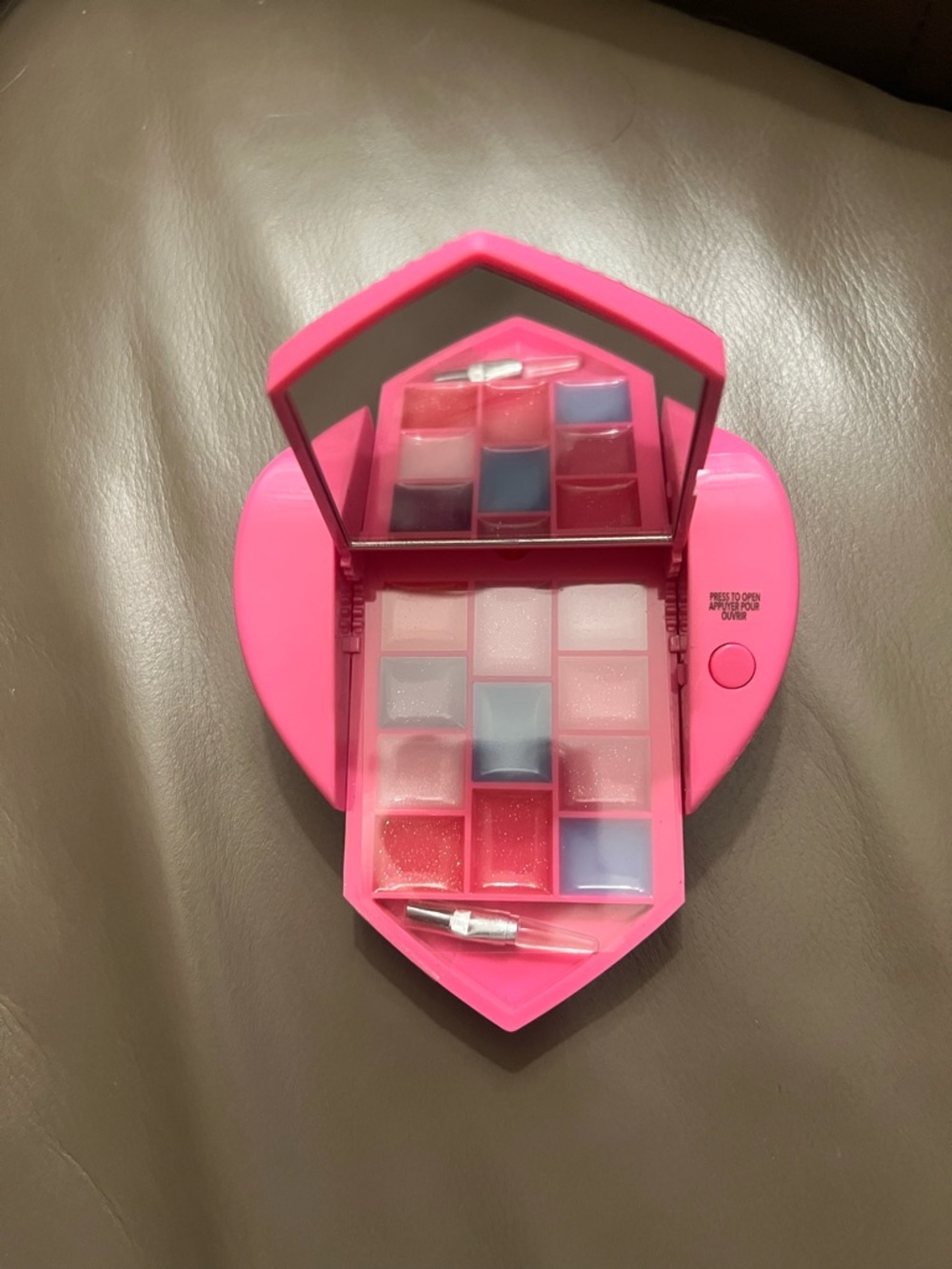 Claire's Hot Pink Heart Lip Balm & Gloss Set with Jewel Accents